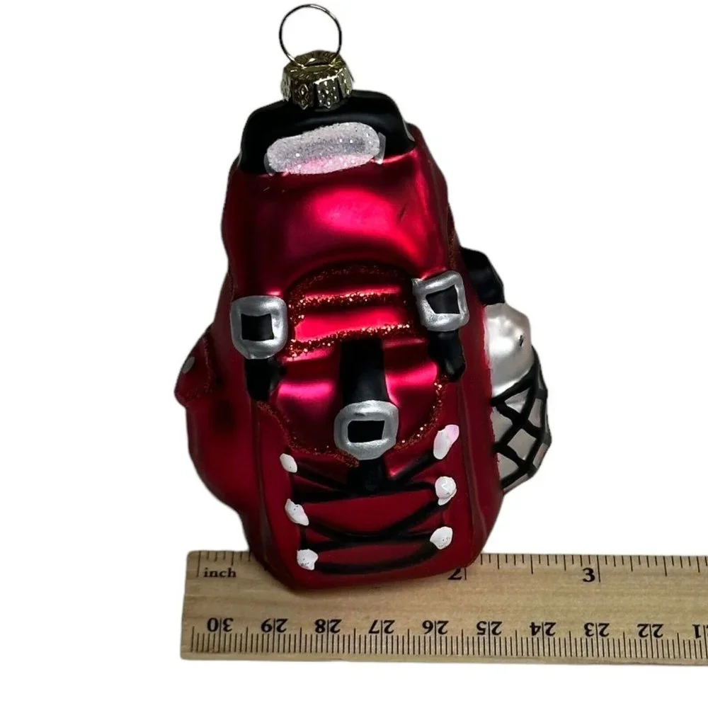 Blown Mercury‎ Glass Christmas Ornament Red Backpack 4.5